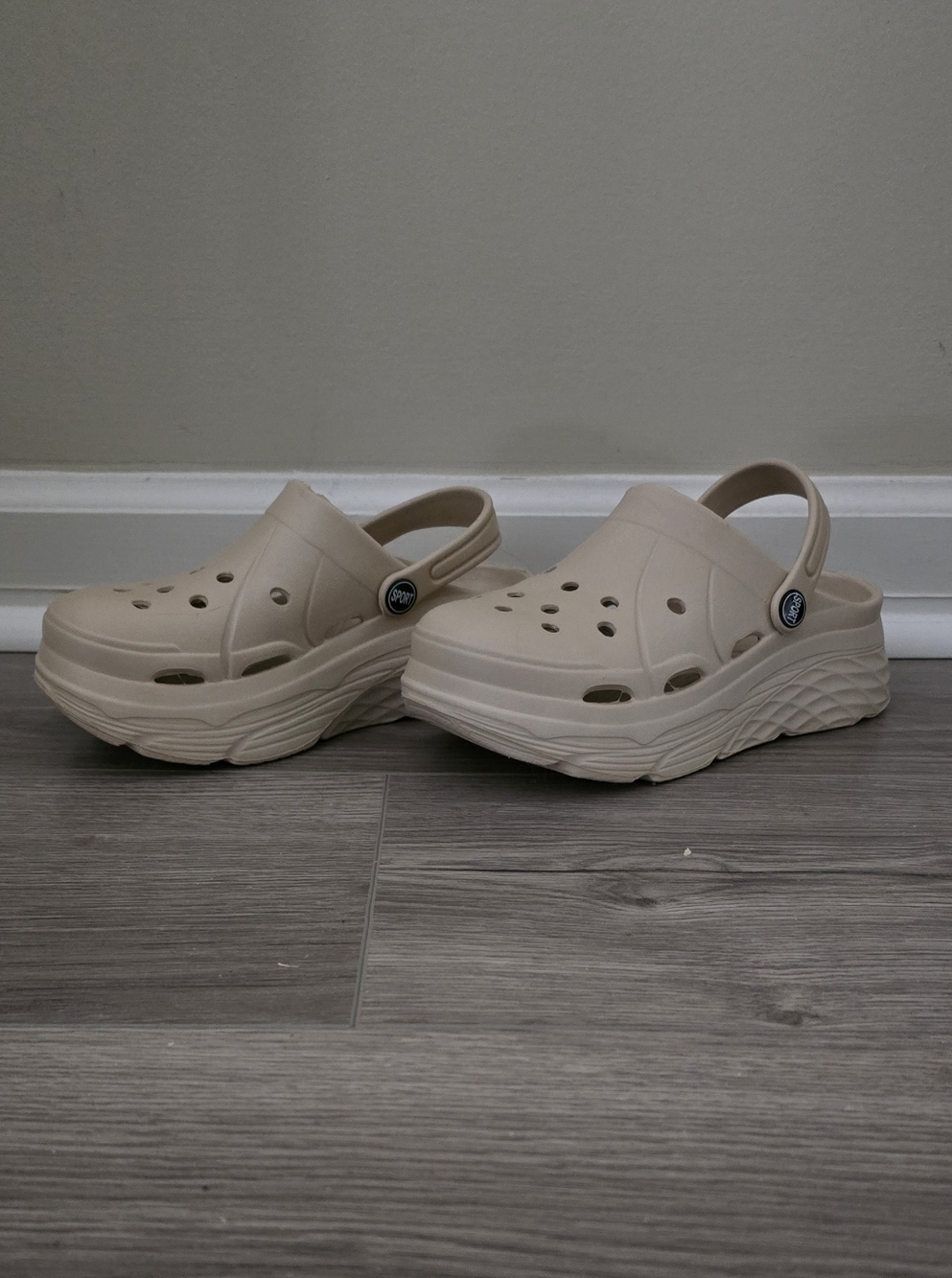 Beige Platform Clog Sandals